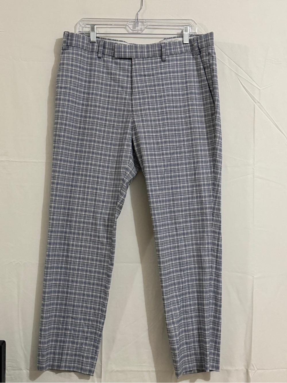 Topman Gray and Blue Plaid Dress Pants
